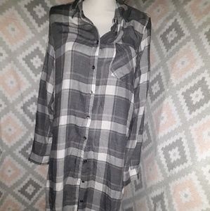 Longsleeve Plaid Shirt Duster